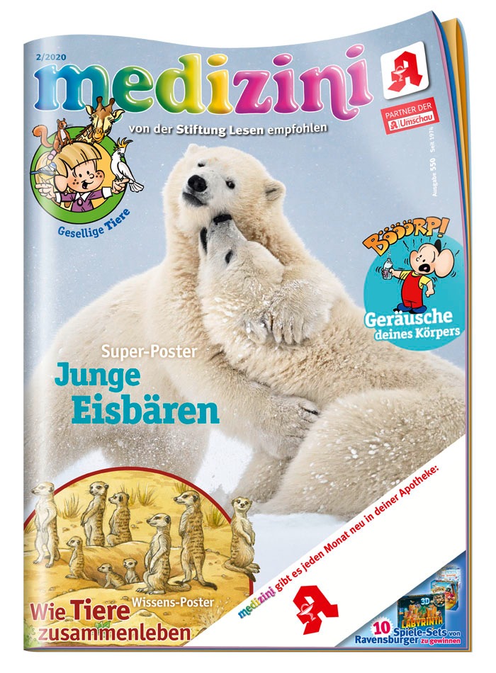 medizini: Wie Tiere zusammenleben / Apotheken-Kindermagazin nimmt im Februar das Sozialverhalten von Wildtieren unter die Lupe