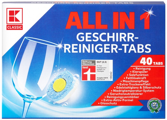 Kaufland-Eigenmarken sind Testsieger bei Stiftung Warentest und holen Bestnoten bei Öko-Test – K-Classic Geschirr-Reiniger-Tabs all in 1 – K-Classic Katzenstreu Ultra-Klumpstreu – K-Bio Kokosmilch