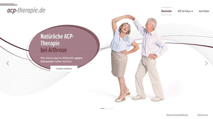 Arthrose und Sportverletzungen natürlich behandeln: Neue Website www.acp-therapie.de informiert / Biologische ACP-Therapie lindert Schmerzen und erhöht die Lebensqualität