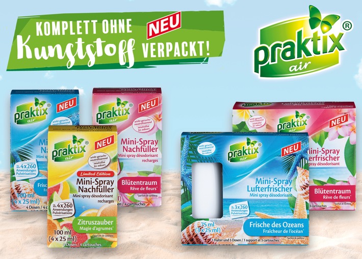 NORMA verpackt seine PRAKTIX-Minisprays ganz ohne Kunststoff / Freut die Nase und die Umwelt