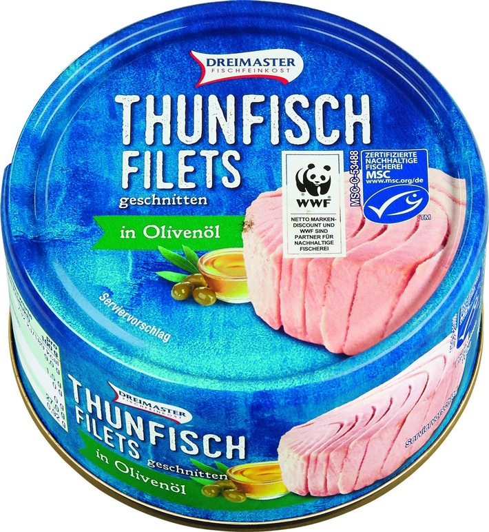 Nachhaltiger und umweltschonender / Ausgezeichnet: Thunfisch der Netto-Eigenmarke Dreimaster mit MSC-Siegel und WWF-Logo