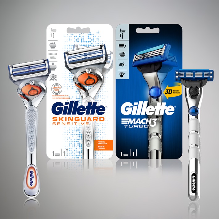 NEU: Produktfavoriten Gillette SkinGuard Sensitive und MACH3 Turbo jetzt mit beweglichem Klingenkopf