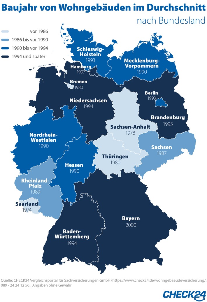 Immobilienatlas: Im Saarland sind Wohnhäuser 26 Jahre älter als in Bayern