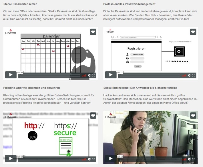 Aktion "Digital Arbeiten - aber sicher": Hiscox bietet Cyber-Sicherheits-Videolearning für das Arbeiten aus dem Home Office