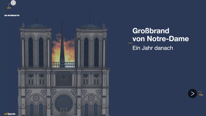 ZDFheute: Interaktives 3D-Modell zum Großbrand von Notre-Dame