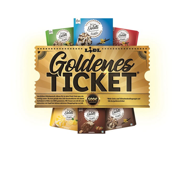 Die Eissaison bei Lidl startet glänzend: „Goldenes Ticket“ finden und 500 Euro-Geschenkkarte gewinnen