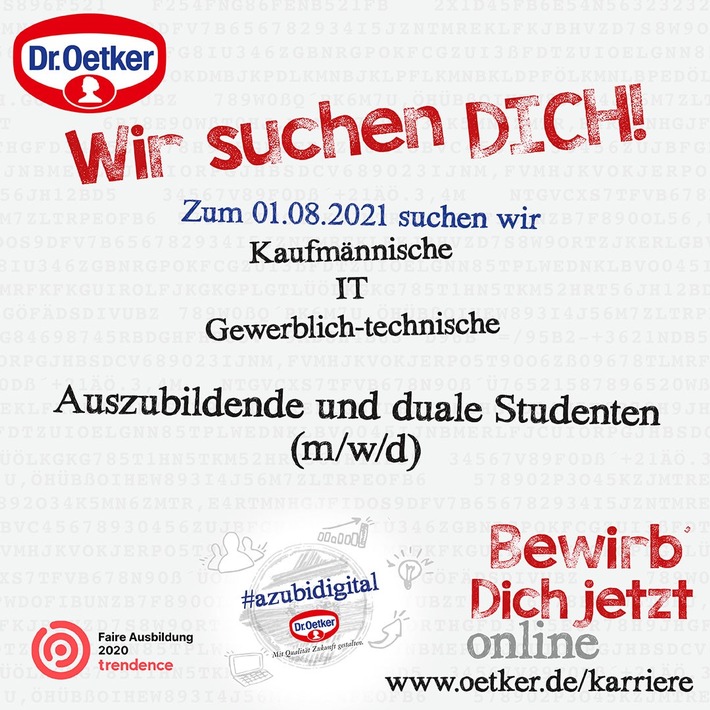 Bewerbungsphase bei Dr. Oetker beginnt / Vielfältige Ausbildungschancen auch im digitalen Bereich