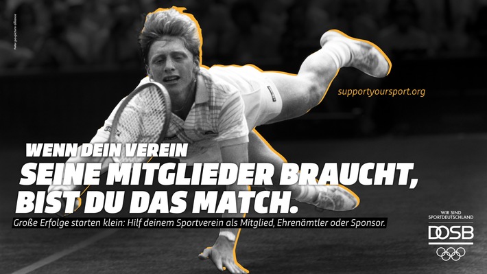 DOSB-Kampagne wirbt mit Sport-Stars für Sportvereine / "Support Your Sport" titelt die Kampagne, mit der der DOSB die rund 90.000 deutschen Sportvereine in der Corona-Krise unterstützen möchte