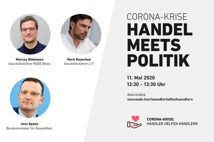 "Händler helfen Händlern" und Jens Spahn: Pro-Bono-Initiative im Digital-Talk mit dem Gesundheitsminister am 11. Mai um 12.30 Uhr