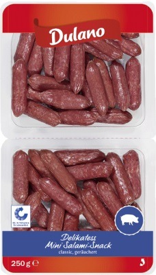 Der Hersteller Schwarz Cranz GmbH & Co. KG informiert über einen Warenrückruf des Produktes „Dulano Delikatess Mini Salami-Snack sort. classic, 250g“