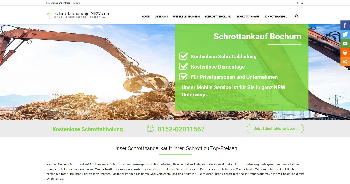 Schrottabholung Bochum : bietet ihren Kunden eine kostenlose Schrottabholung an