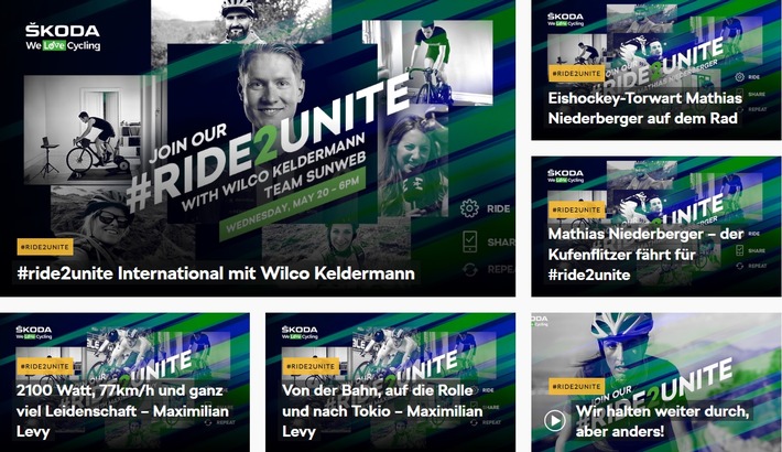 #Ride2Unite: SKODA ermÃ¶glicht per Livestream Austausch mit Radsport-Profis und motiviert Fans zum Sportmachen