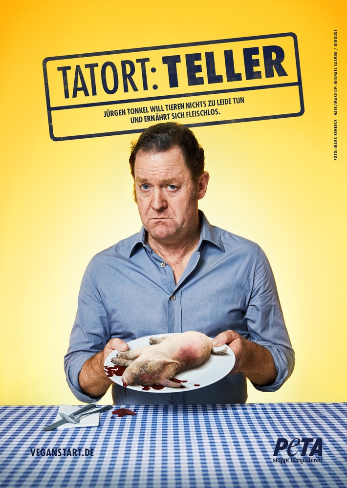 "Tatort Teller": TV-Ermittler Jürgen Tonkel zeigt sich mit provokantem PETA-Motiv und neuem Video