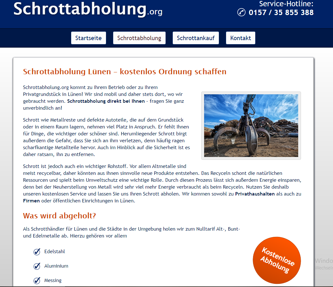 Die Schrottabholung in Lünen ist der Experte für Schrottabholung in ganz NRW