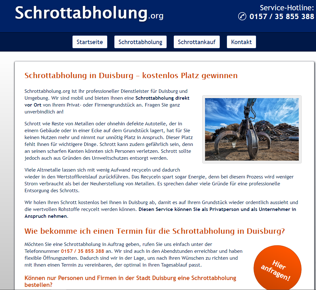 Die Schrottabholung in Gladbeck holt Ihren Altmetallschrott ab