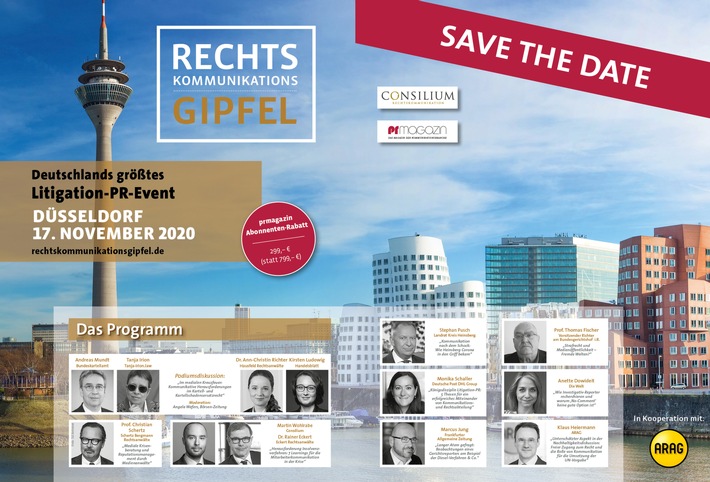 Rechtskommunikationsgipfel 2020 am 17. November in Düsseldorf / Programm und Anmeldung