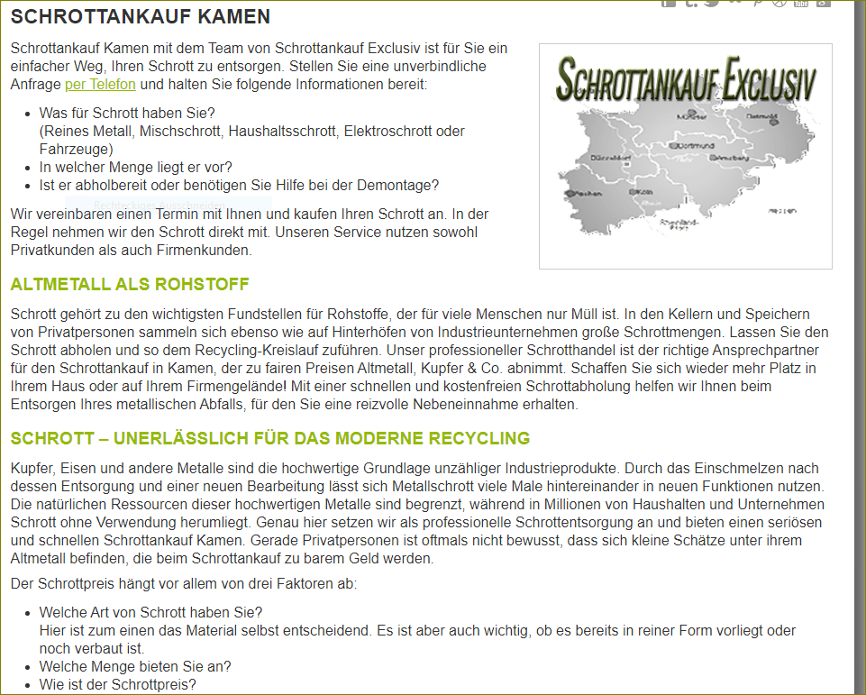 Schrottankauf Kamen – Metalle kostenfrei abholen lassen – für Privat und Gewerbe