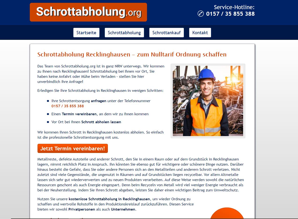 Schrottabholung Recklinghausen - Direkt ohne Zwischenhändler