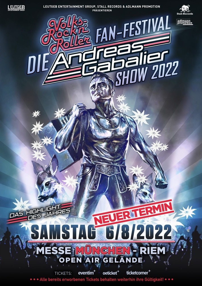 „DIE“ ANDREAS GABALIER SHOW 2022 - Konzertverschiebung