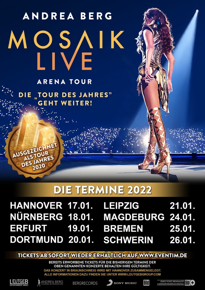ANDREA BERG MOSAIK Live Arena Tour – Die Tour des Jahres geht weiter!