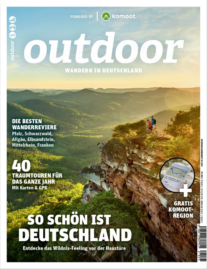 OUTDOOR-Sonderheft präsentiert weniger bekannte Wandergebiete in Deutschland mit Touren direkt für die App