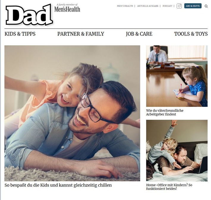 Men's Health Dad startet Digital-Offensive: Väter-Themen noch mehr Raum geben