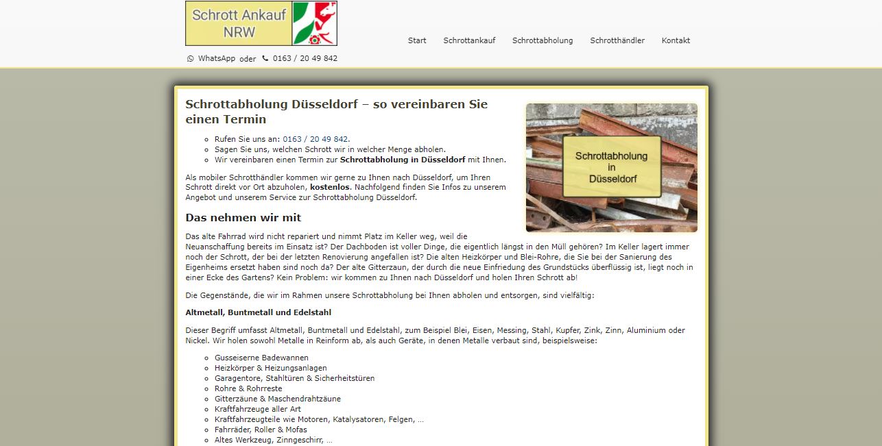 Schrottabholung Düsseldorf - Kostenlose und saubere Schrottentsorgung in Düsseldorf und Umgebung