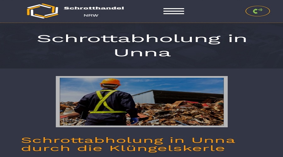 Kostenlose Schrottabholung in Unna ist ihr Spezialist Aller Art Schrott und Altmetall Entsorgen