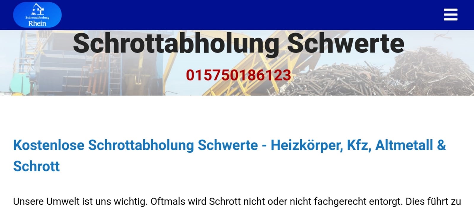 Sind Sie auf der Suche nach einem zuverlässigen und kompetenten Schrottabholung in Schwerte