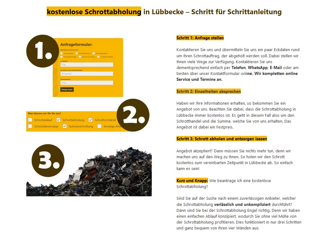 Der Schrottankauf Lübbecke holt den Schrott nicht nur zügig ab, sondern bietet seinen Kunden darüber hinaus die Möglichkeit der Barzahlung an