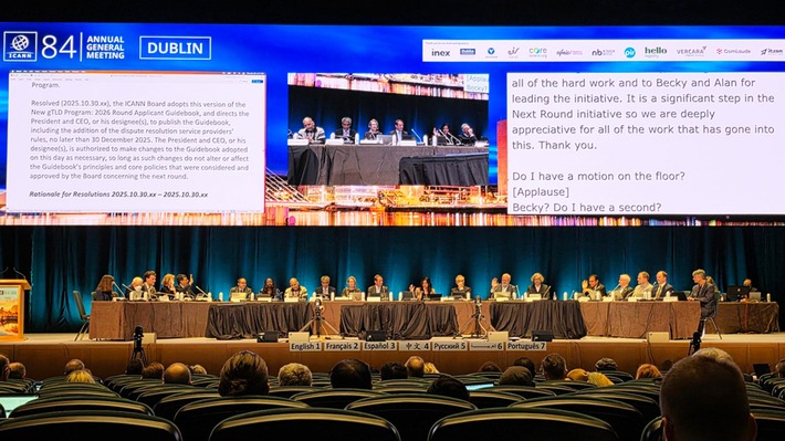 Das ICANN-Board bestätigt den Start der neuen Bewerbungsrunde für Top-Level-Domains für April 2026. / Weiterer Text über ots und www.presseportal.de/nr/103902 / Die Verwendung dieses Bildes für redaktionelle Zwecke ist unter Beachtung aller mitgeteilten Nutzungsbedingungen zulässig und dann auch honorarfrei. Veröffentlichung ausschließlich mit Bildrechte-Hinweis. Das ICANN-Board bestätigt den Start der neuen Bewerbungsrunde für Top-Level-Domains für April 2026. / Weiterer Text über ots und www.presseportal.de/nr/103902 / Die Verwendung dieses Bildes für redaktionelle Zwecke ist unter Beachtung aller mitgeteilten Nutzungsbedingungen zulässig und dann auch honorarfrei. Veröffentlichung ausschließlich mit Bildrechte-Hinweis.
